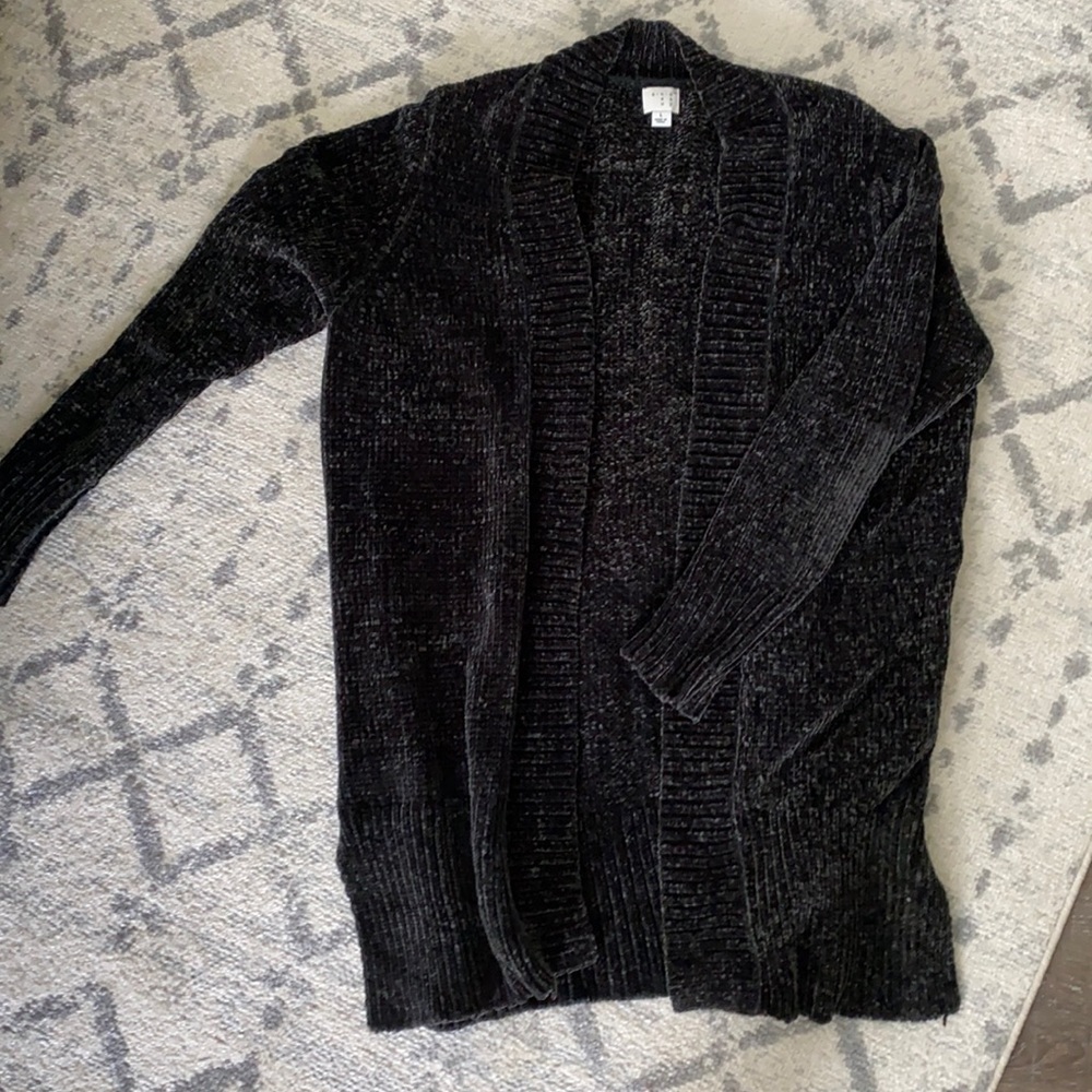 Black chenille cardigan